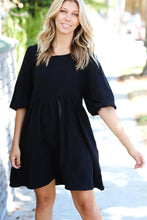 Load image into Gallery viewer, Black Balloon Sleeve Dress - Curvy