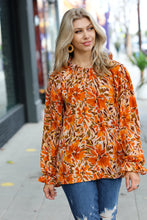 Load image into Gallery viewer, All The Joy Burnt Orange Watercolor Floral Frill Neck Top S-3X