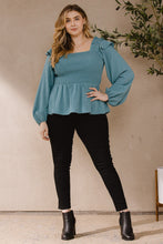 Load image into Gallery viewer, Plus Swiss Dot Fabric Ruffle Smocked Top