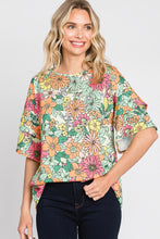 Load image into Gallery viewer, FLORAL PRINT DOUBLE LAYER SLEEVE TUNIC