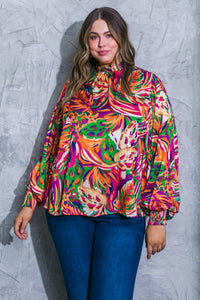 Abstract Silk Pattern Top- Curvy