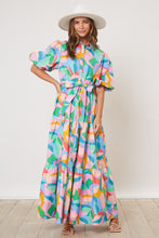 Load image into Gallery viewer, Multicolor Print Belted Maxi Dress