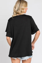 Load image into Gallery viewer, RIB V-NECK LAYERED RUFFLE SLEEVE TOP