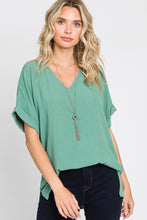 Load image into Gallery viewer, SOLID V-NECK CUFFED SLEEVE TOP S-3X