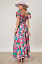 Load image into Gallery viewer, Geo Print Biased Smock Maxi Dress