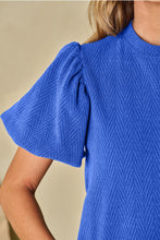 Load image into Gallery viewer, Solid Textured Puff Sleeve Mock Neck Top