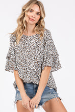 Load image into Gallery viewer, LEOPARD PRINT DOUBLE LAYER SLEEVE TUNIC S-3X