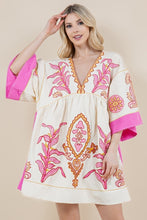 Load image into Gallery viewer, KIMONO SLEEVE V-NECK EMBROIDERY DRESS