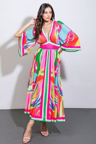 Tropical Maxi- Kimono Sleeve