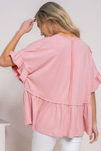 Load image into Gallery viewer, Pink Plus Flutter Sleeve Peplum Top Relaxed Fit
