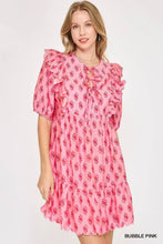Load image into Gallery viewer, Pink Floral Dress Ruffle Detail