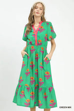 Load image into Gallery viewer, Green Floral Midi Dress