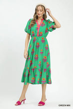 Load image into Gallery viewer, Green Floral Midi Dress