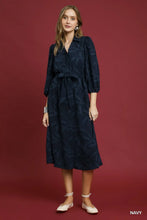 Load image into Gallery viewer, Navy Midi Dress with Tie Waist