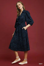 Load image into Gallery viewer, Navy Midi Dress with Tie Waist
