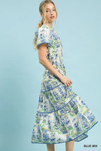 Load image into Gallery viewer, Blue Printed Midi Dress