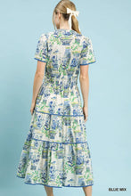 Load image into Gallery viewer, Blue Printed Midi Dress