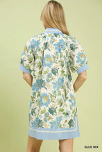 Load image into Gallery viewer, Blue Floral Print Tunic Dress