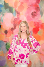 Load image into Gallery viewer, Silk Floral Balloon Sleeve Top S-3X