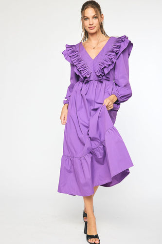 Purple Ruffle Detail Dress