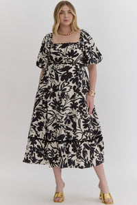 Black Floral Dress- Curvy