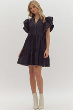 Load image into Gallery viewer, Black Ruffle Sleeve Dress