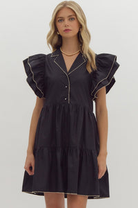 Black Ruffle Sleeve Dress