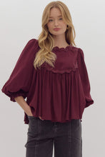 Load image into Gallery viewer, Baby doll Solid Balloon Sleeve Top *2 Colors Available*