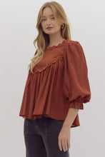 Load image into Gallery viewer, Baby doll Solid Balloon Sleeve Top *2 Colors Available*