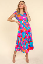Load image into Gallery viewer, MIDI MULTI COLOR GEOMETRIC DRESS WITH POCKETS S-3X