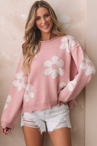 Floral Oversized Sweater with Pearl detail