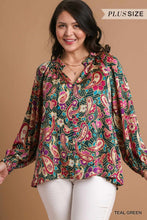 Load image into Gallery viewer, Paisley Ruffle Neck Top - Curvy