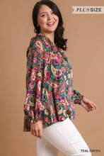 Load image into Gallery viewer, Paisley Ruffle Neck Top - Curvy