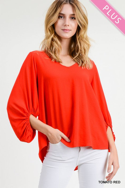 Balloon Sleeve Top S-3X