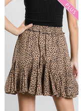 Load image into Gallery viewer, Plus Leopard Print Flared Drawstring Skirt