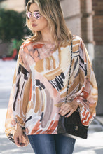 Load image into Gallery viewer, Curvy Watercolor Balloon Sleeve Blouse