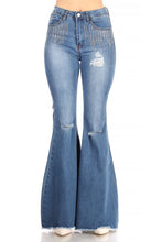 Load image into Gallery viewer, Dolly High Waisted Distressed Flare with Rhinestones