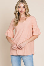 Load image into Gallery viewer, SWISS DOT V-NECK BELL SLEEVE TOP S-3X
