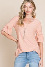 Load image into Gallery viewer, SWISS DOT V-NECK BELL SLEEVE TOP S-3X