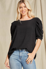 Load image into Gallery viewer, Curvy Black Puff Sleeve Top